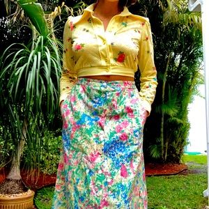 Vintage Yellow floral long sleeve shirt